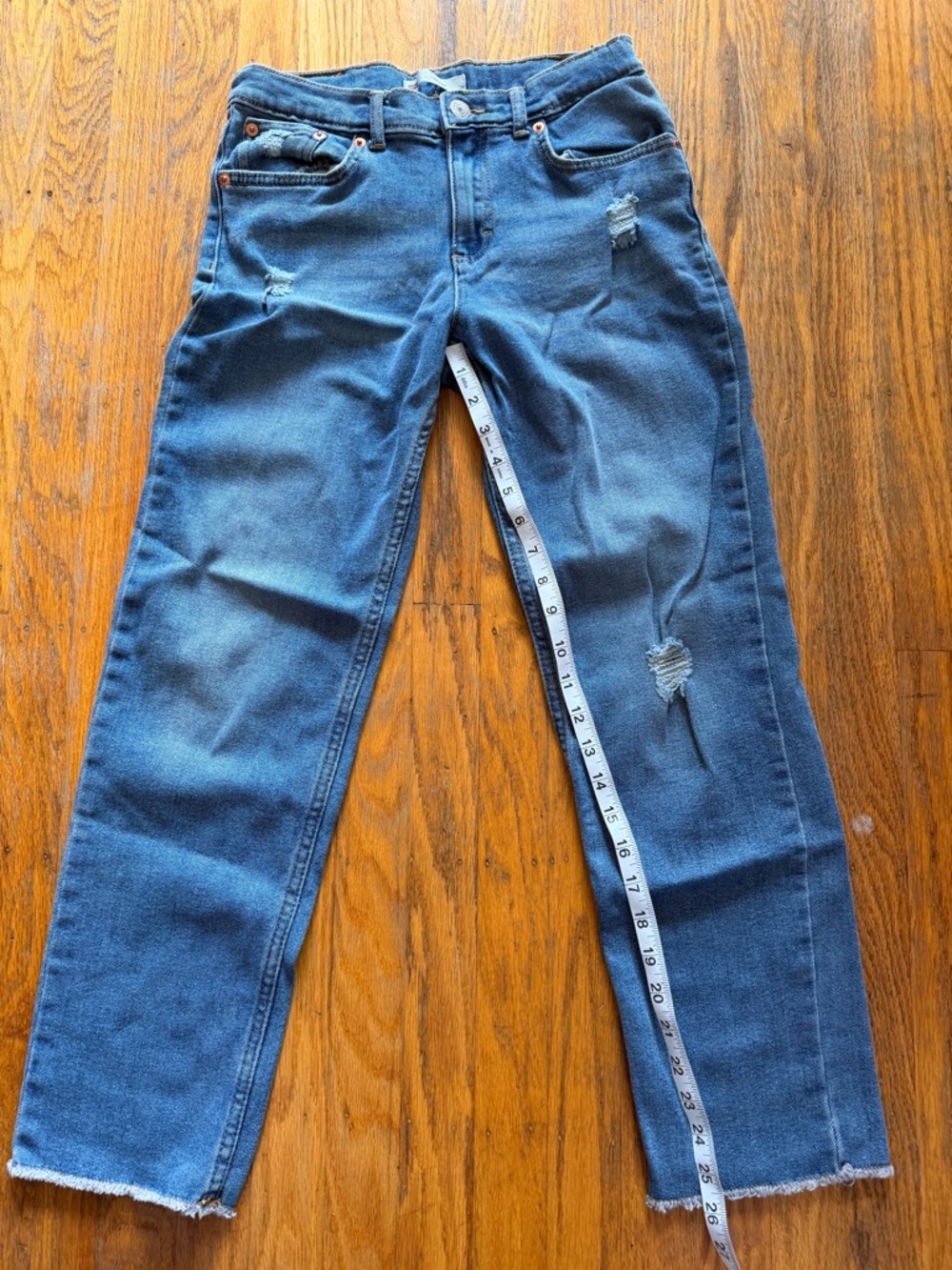 Levi's Blue Straight-Leg Distressed Jeans